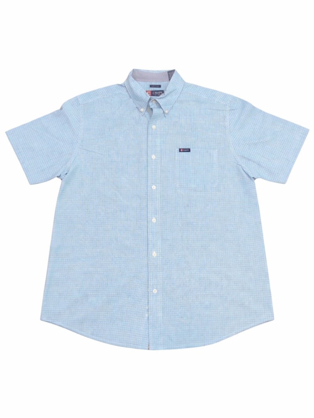 Chaps Cotton Blend Blue Plaid Check Summer Short Sleeve Button Shirt Size XL